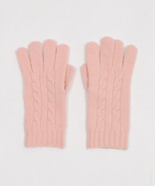 WEGO 【スマホ対応】ケーブル編みニットグローブ ライトピンク