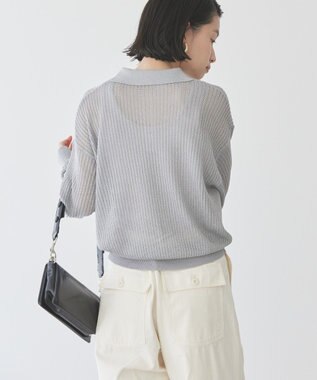 AMERICAN HOLIC メタルライクニットポロ Light Gray
