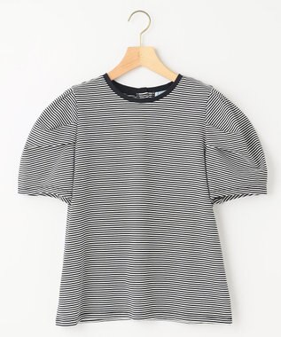 組曲 GIZAコットンタックスリーブ Tシャツ モノトーンストライプ系1