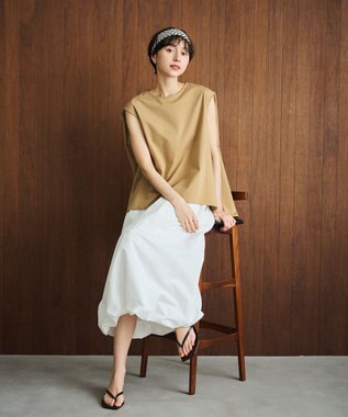 #Newans 【洗える】スクエアシルエットノースリーブカットソー ベージュ