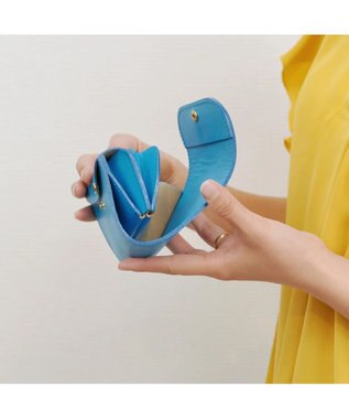UNBILLION perche 姫路レザーかぶせミニウォレット ブルー