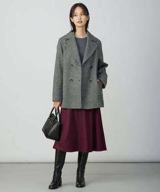 J.PRESS LADIES S チェックビーバー Pコート ブラックチェック系