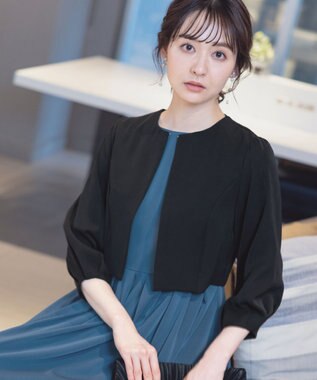 Tiaclasse 【洗える】タックパフスリーブボレロ ブラック