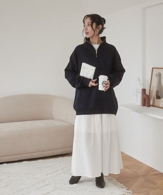 WEGO 【ユニセックス着用ITEM】ミラノリブハーフジッププルオーバー ネイビー