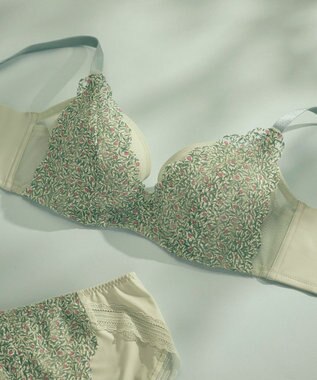 une nana cool MADE WITH LIBERTY FABRIC さあわたし レース 脇高ブラジャー ライトオリーブ