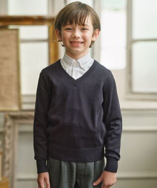 J.PRESS KIDS 【140-170cm】Vネック プルオーバー ニット ネイビー系