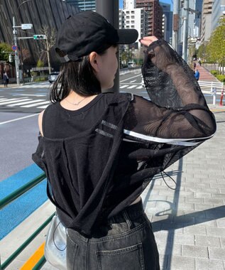 WEGO Wジップラインメッシュパーカー ブラック