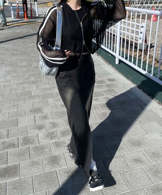 WEGO Wジップラインメッシュパーカー ブラック