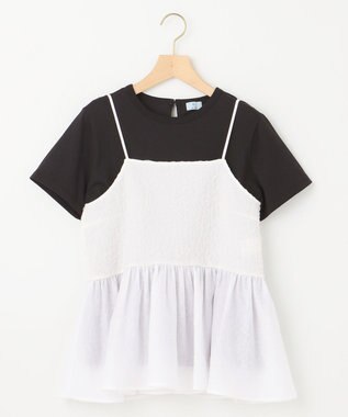 組曲 L 【WEB限定】レリーフジャガードキャミツインセット ブラック×オフ系