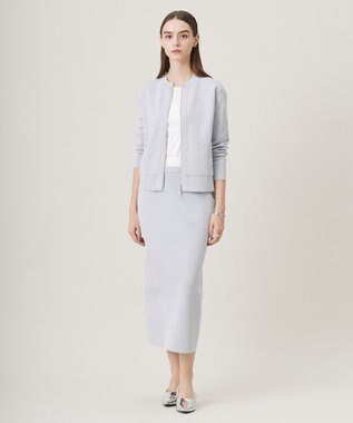 ICB L 【洗える】コットンポリエステルスムース ニットブルゾン シルバー系