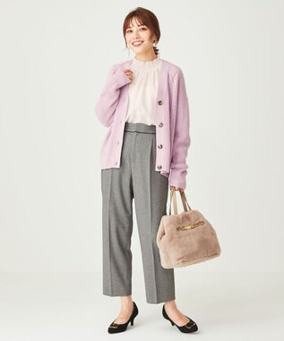 ANY SIS 【洗える】スフレケーブルミックス カーディガン ペールピンク