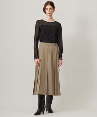 ICB L 【洗える】 マットトリコットチュール シアーカットソー ブラック系