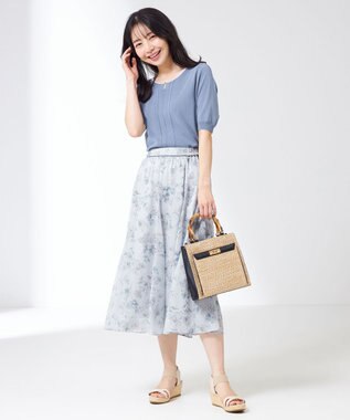 ANY SIS S 【美人百花7月号掲載】ファジーカラーフラワー スカート ブルー系