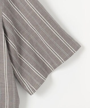 自由区 S 【カタログ掲載・セットアップ対応・洗える】リネンビスコースストライプ シャツ セピア系