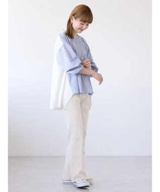 AMERICAN HOLIC 異素材バックタックドッキングプルオーバー Stripe