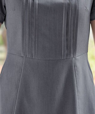 Tiaclasse L ピンタックステッチワンピース チャコールグレー