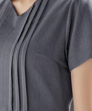 Tiaclasse L ピンタックステッチワンピース チャコールグレー