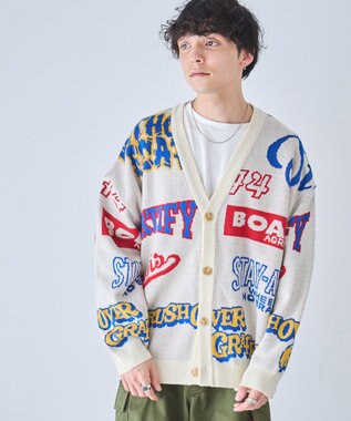 WEGO オーバーフィットロゴカーディガン 柄1