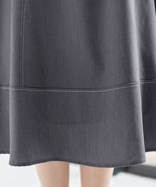 Tiaclasse L ピンタックステッチワンピース チャコールグレー