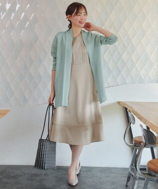 Tiaclasse L ピンタックステッチワンピース グレージュ