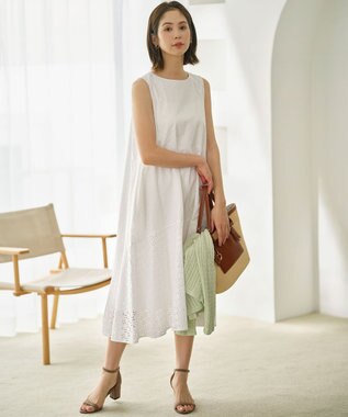 組曲 S 【WEB限定】エンブロイダリーレース ノースリーブワンピース アイボリー系
