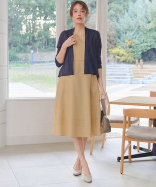 Tiaclasse L ピンタックステッチワンピース イエロー