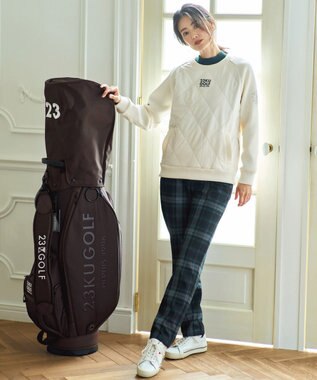 23区GOLF 【WOMEN】中綿キルトプルオーバー 着脱楽ちん 便利なポケット付 1枚で決まる アイボリー系