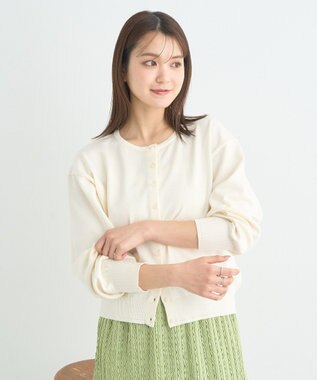 earth music&ecology ＵＶカット加工クルーネックニットカーディガン Ivory
