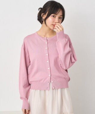earth music&ecology ＵＶカット加工クルーネックニットカーディガン Pink
