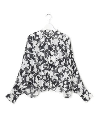 ICB 【30th ANNIVERSARY】 アーカイブフラワープリント ドルマンスリーブブラウス ブラック×オフホワイト