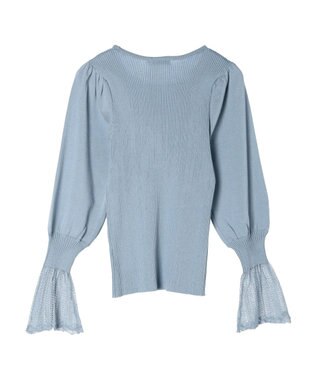 earth music&ecology 袖ポイントニットプルオーバー Blue