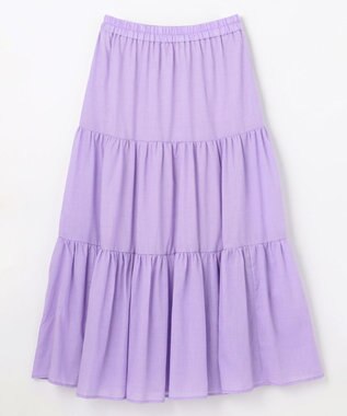ANY 【ウエストゴム】シャンブレーライクティアード スカート ライラック系