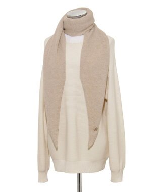 MOONBAT FURLA(フルラ）カシミヤ スパンコール トライアングルストール ベージュ