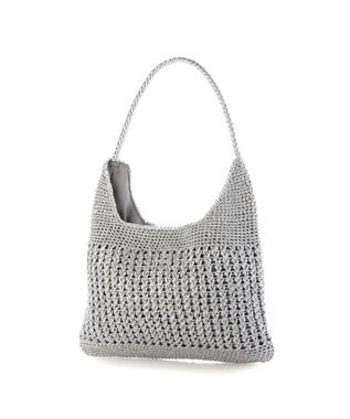 UNBILLION カシュカシュ cachecache / メタリックコード柄編みワンハンドルトート シルバー
