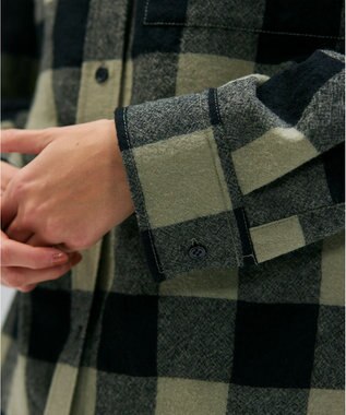 BEIGE， HOBBS / ウールチェックカシュクールブラウス L.Khaki × Black