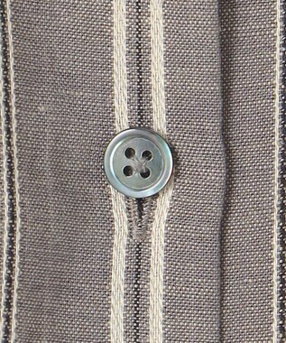 自由区 S 【カタログ掲載・セットアップ対応・洗える】リネンビスコースストライプ シャツ セピア系