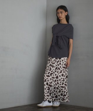 CRAFT STANDARD BOUTIQUE ヒョウ柄プリントIラインスカート Beige