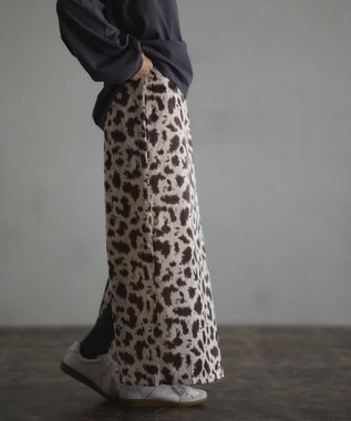 CRAFT STANDARD BOUTIQUE ヒョウ柄プリントIラインスカート Beige