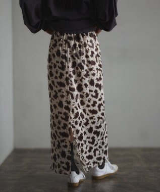 CRAFT STANDARD BOUTIQUE ヒョウ柄プリントIラインスカート Beige