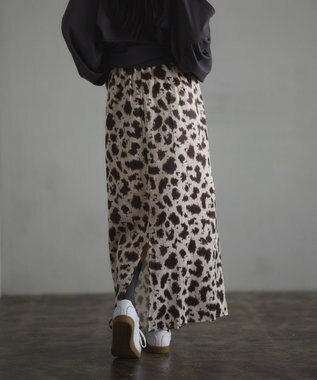 CRAFT STANDARD BOUTIQUE ヒョウ柄プリントIラインスカート Beige