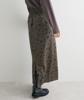 CRAFT STANDARD BOUTIQUE ヒョウ柄プリントIラインスカート Gray