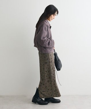 CRAFT STANDARD BOUTIQUE ヒョウ柄プリントIラインスカート Gray
