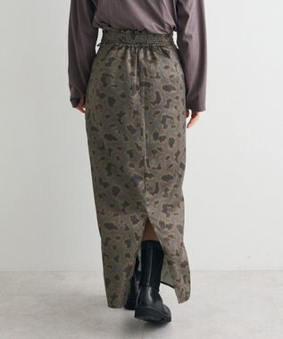 CRAFT STANDARD BOUTIQUE ヒョウ柄プリントIラインスカート Gray