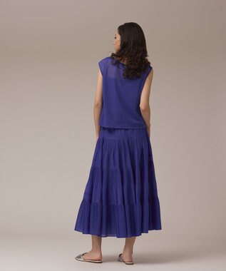 GRACE CONTINENTAL プリーツティアードスカート ブルー