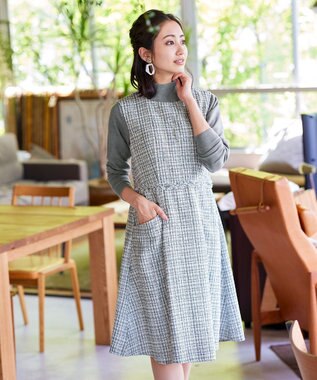 Tiaclasse 【洗える】大人華やかなツイードワンピース