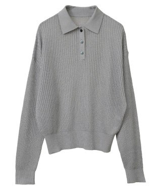 AMERICAN HOLIC メタルライクニットポロ Light Gray