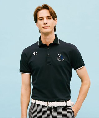 23区GOLF 【MEN】ハニカム鹿子 半そでポロシャツ ネイビー系