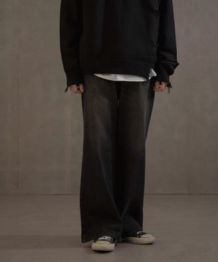 WEGO ボタンフライローライズフレアデニム デニムブラックソノタ