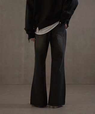 WEGO ボタンフライローライズフレアデニム デニムブラックソノタ