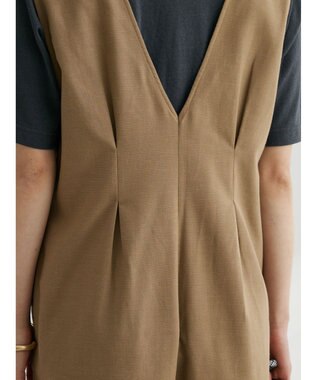 Green Parks 綿麻混サロペット Dark Beige